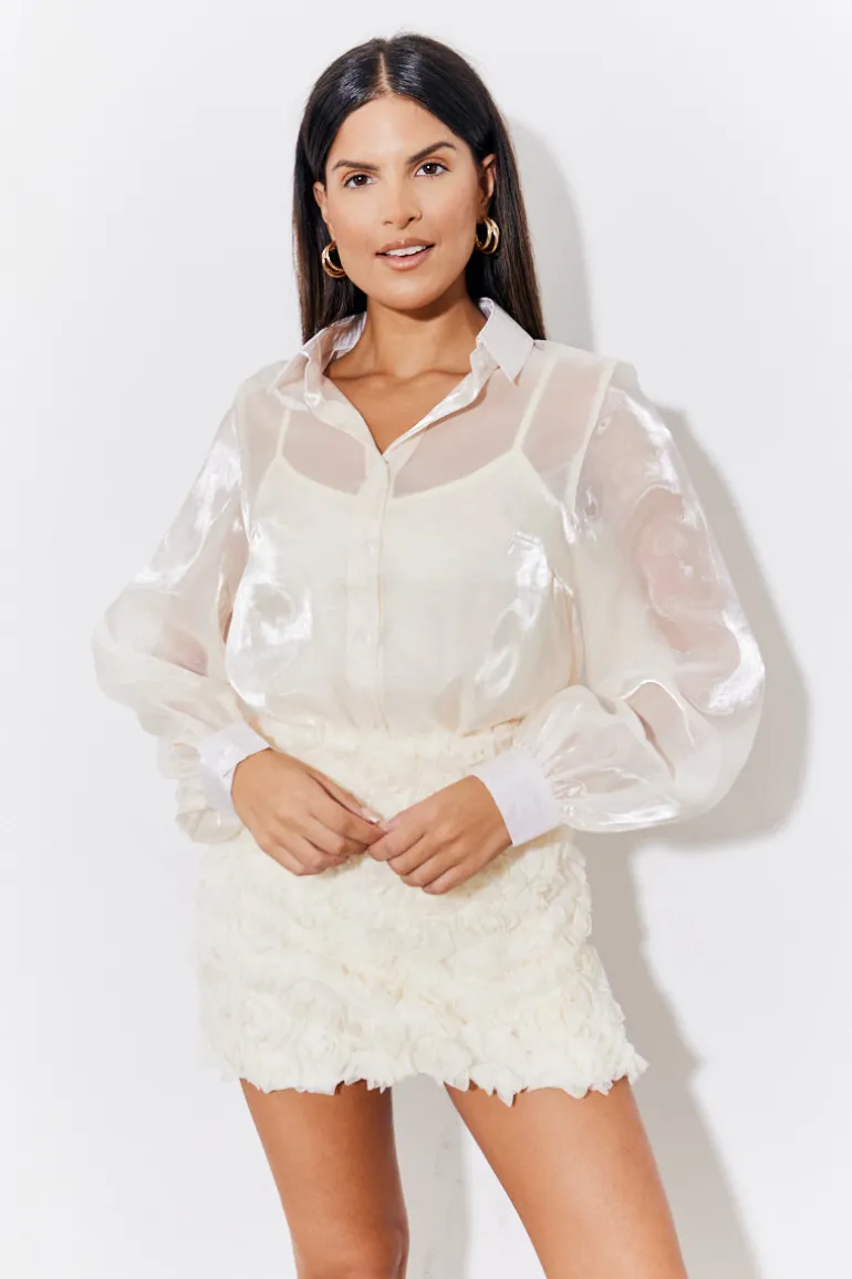 Cream Shimmer Organza Shirt