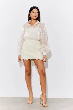 Cream Shimmer Organza Shirt