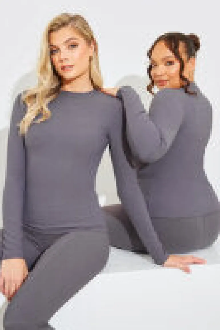 Crew Neck Long Sleeve Rib Top