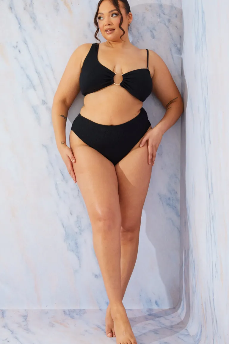 Crinkle High Leg Bikini Bottoms