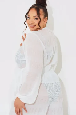 Crinkle Tie Front Blouse