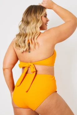 Crinkle Twist Front Halter Neck Bikini Top