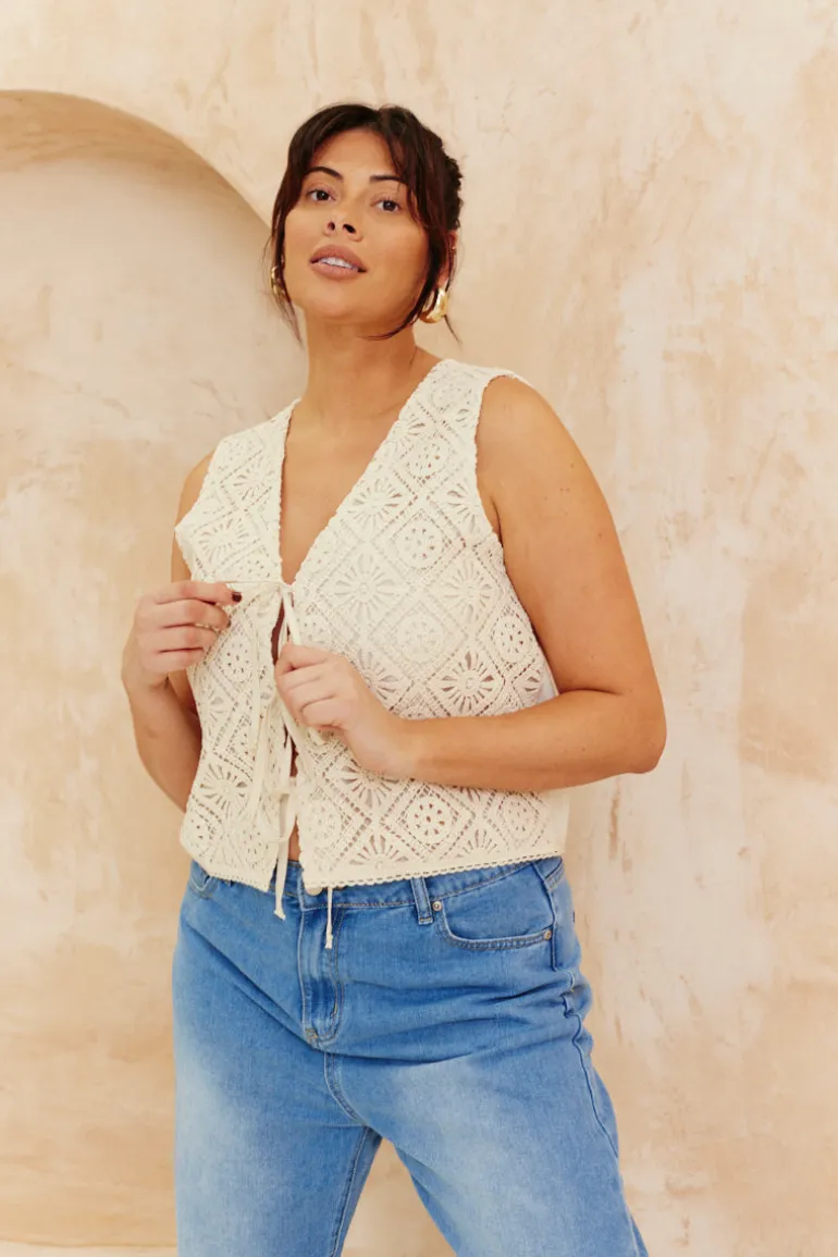 Crochet Tie Front Top