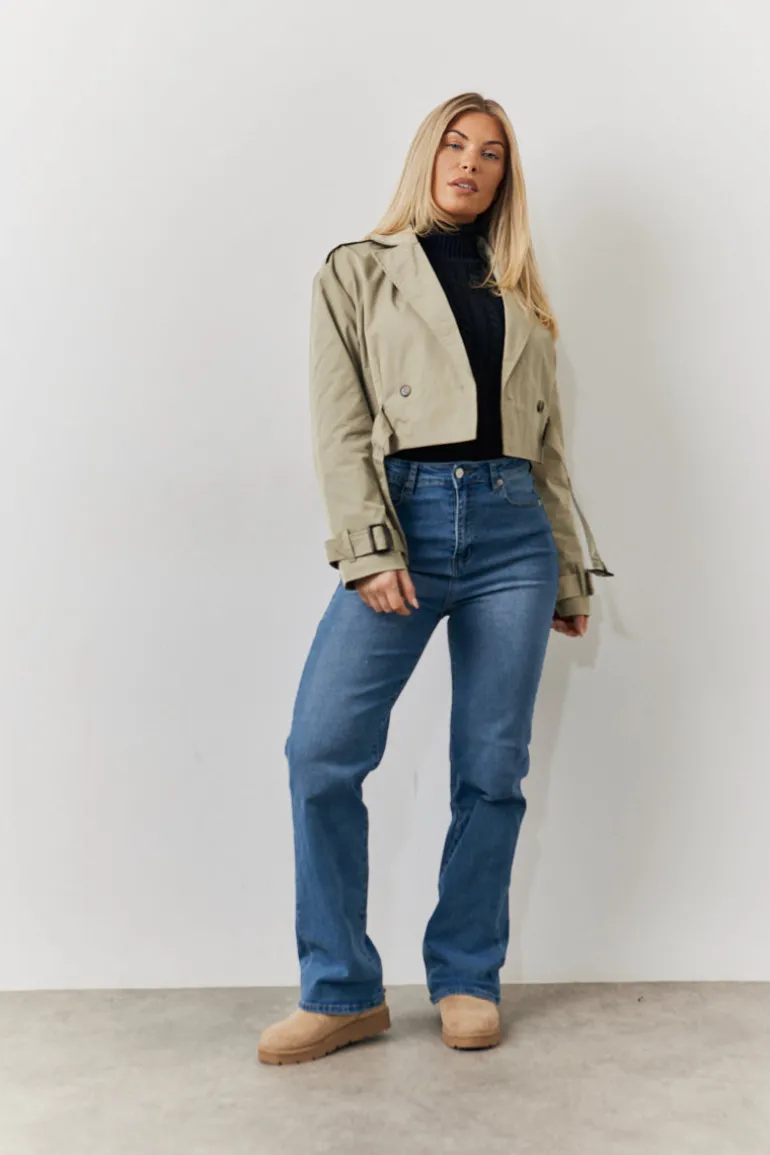 Cropped Belted Trench Coat