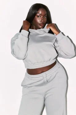 Cropped Drawstring Co-Ord Hoodie