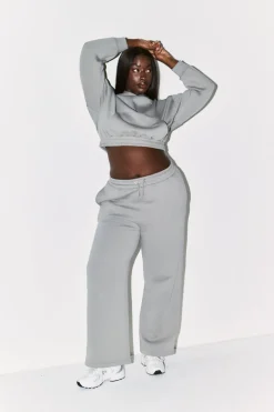 Cropped Drawstring Co-Ord Hoodie