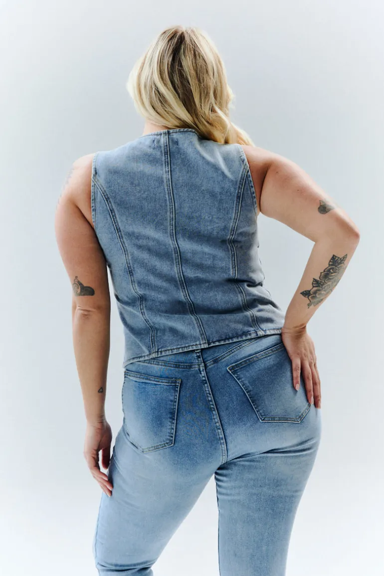Denim Crew Neck Waistcoat
