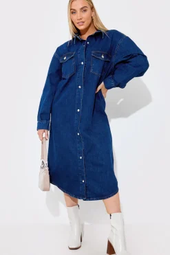 Denim Midi Shirt Dress