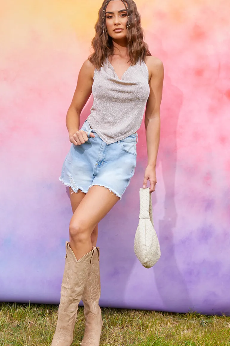 Distressed Denim Shorts