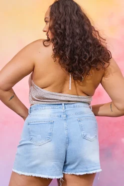 Distressed Denim Shorts