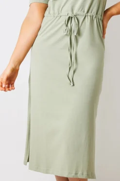 DRAWSTRING WAIST SPLIT HEM TSHIRT DRESS
