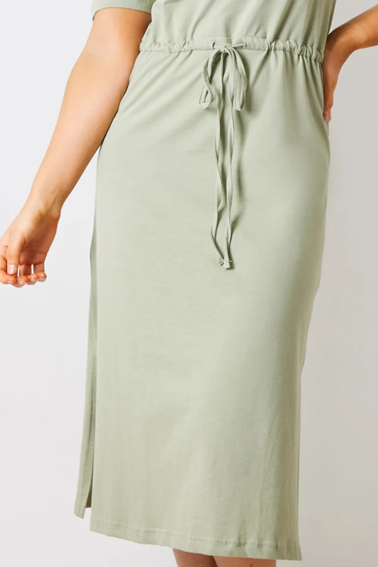 DRAWSTRING WAIST SPLIT HEM TSHIRT DRESS