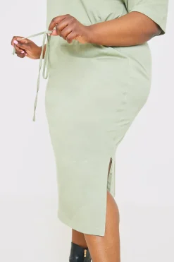 DRAWSTRING WAIST SPLIT HEM TSHIRT DRESS