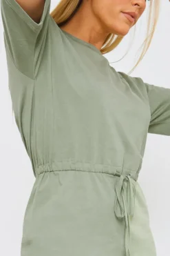 DRAWSTRING WAIST SPLIT HEM TSHIRT DRESS