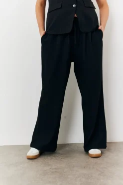 Elasticated Mid Rise Wide Leg Trouser