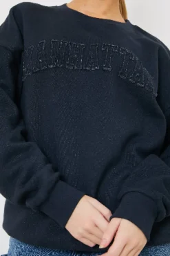 Embroidered Distressed Oversized Sweatshirt