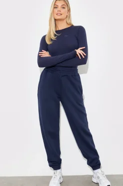 Embroidered Jersey Long Sleeve Crew Neck Top