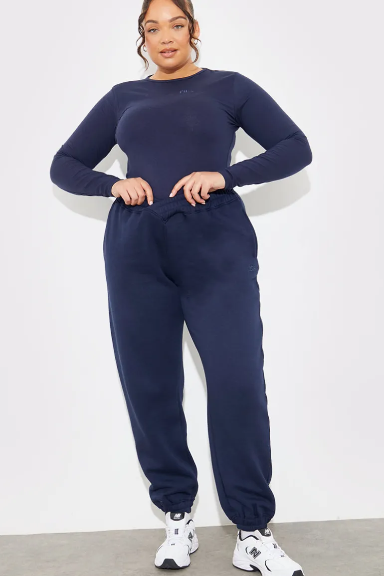 Embroidered Jersey Long Sleeve Crew Neck Top