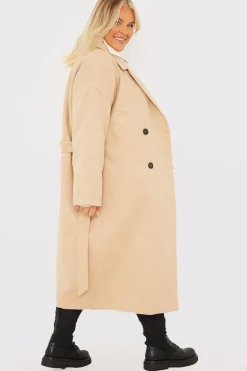 Faux Wool Belted Longline Coat