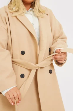 Faux Wool Belted Longline Coat