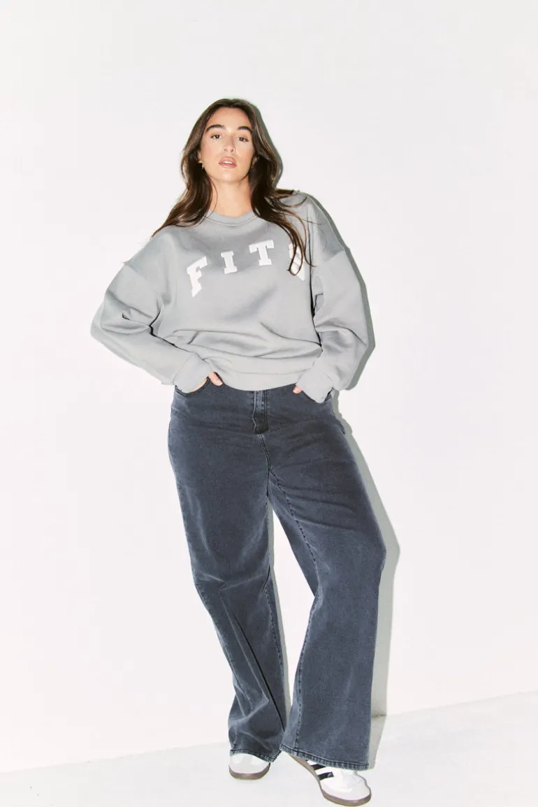 Fits Slogan Knitted Crew Neck Sweatshirt
