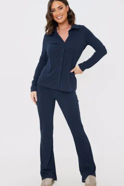 Flared Ribbed Co Ord Trouser