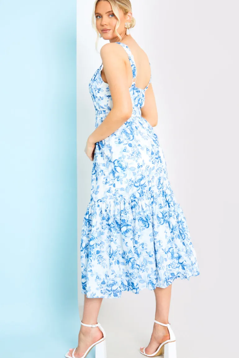 Floral Corset Detail Midaxi Dress