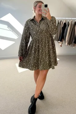 Floral Print Button Through Tiered Smock Dress