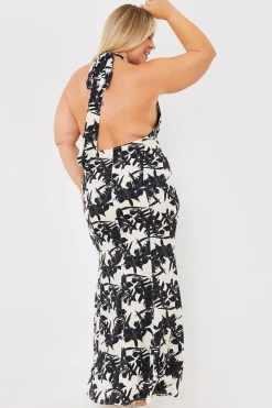 Floral Print Cowl Neck Maxi Dress