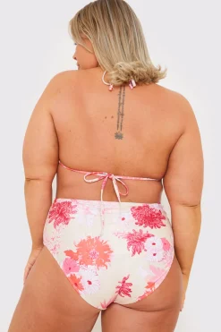 Floral Print Frill Triangle Bikini Top