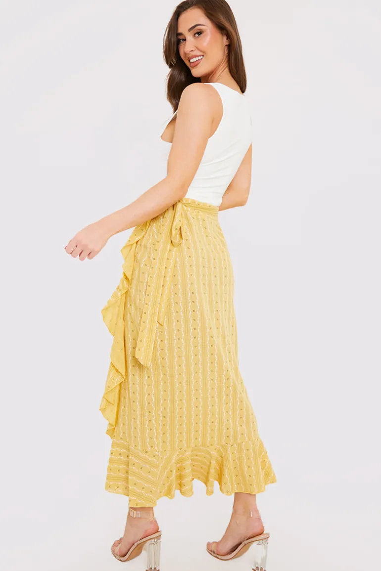 Floral Print Wrap Midaxi Skirt