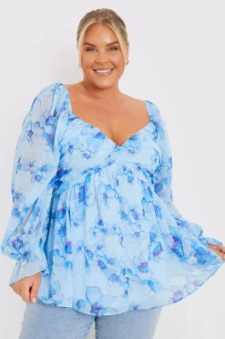 FLORAL RUCHED BUST SMOCK TOP