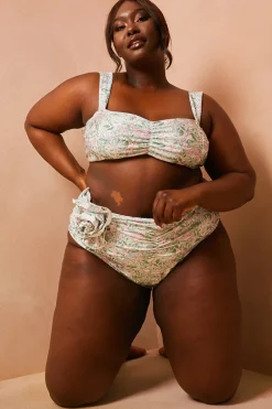 Floral So Perfect High Waisted Ruched Bikini Bottoms