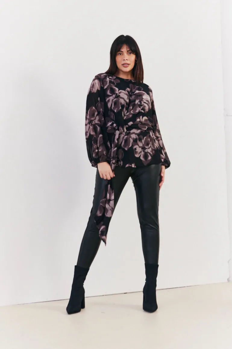 Floral Tie Waist Blouse