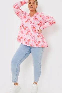 FLORAL TIERED JERSEY SMOCK TOP