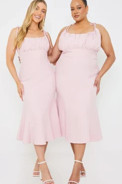 Gathered Bust Midi Dress