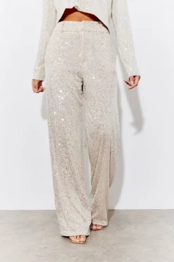Gold Sequin Wide Leg Trouser