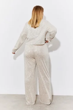 Gold Sequin Wide Leg Trouser
