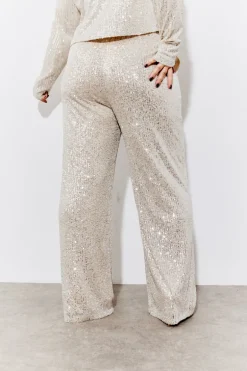 Gold Sequin Wide Leg Trouser