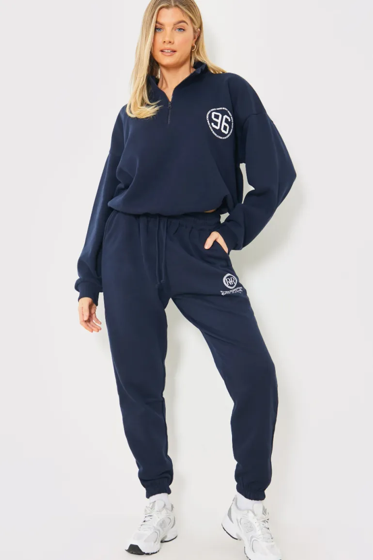 Half Zip '96' Printed Toggle Sweater