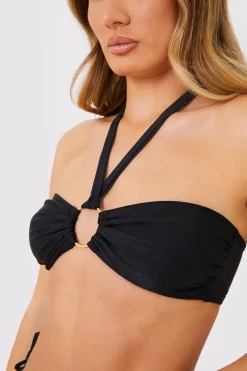 Halterneck Ring Detail Bikini Top