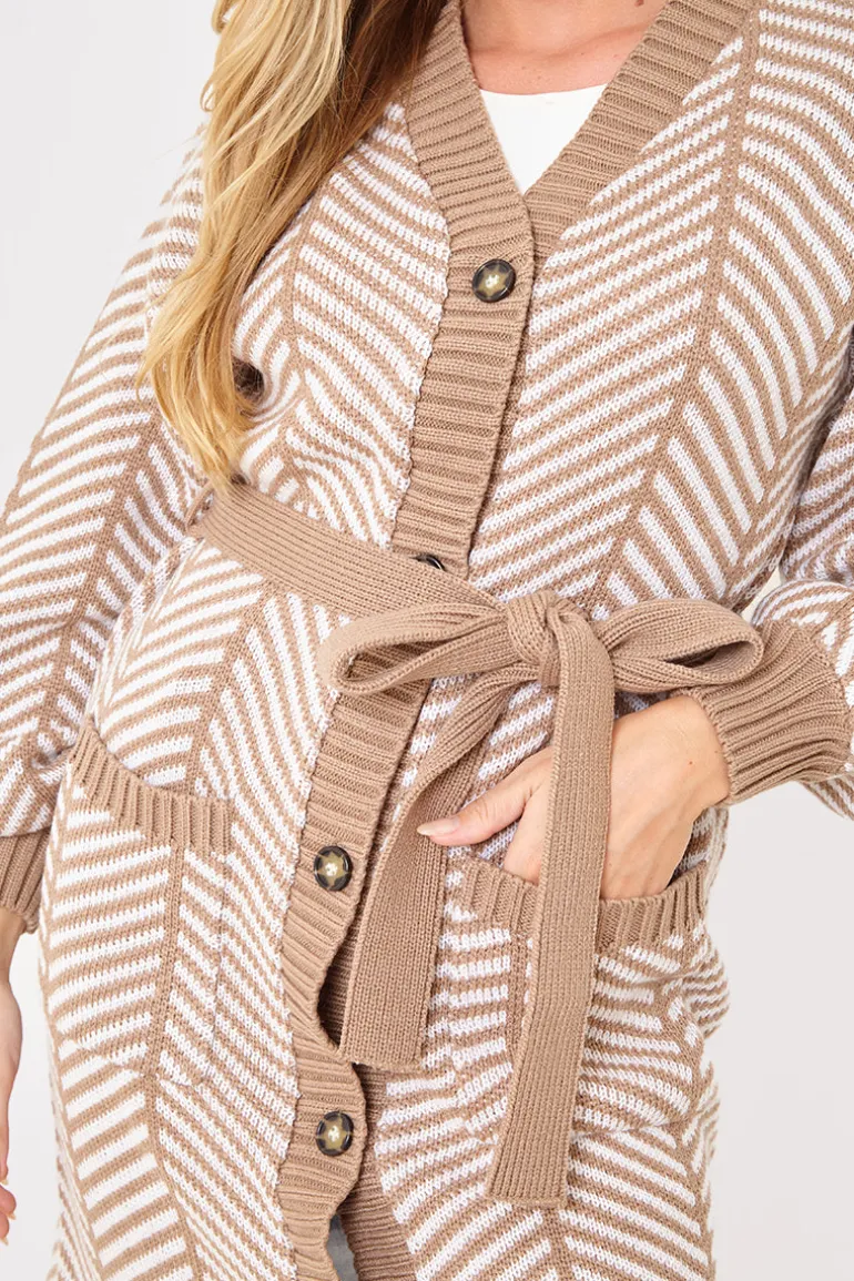 Herringbone Belted Cardigan