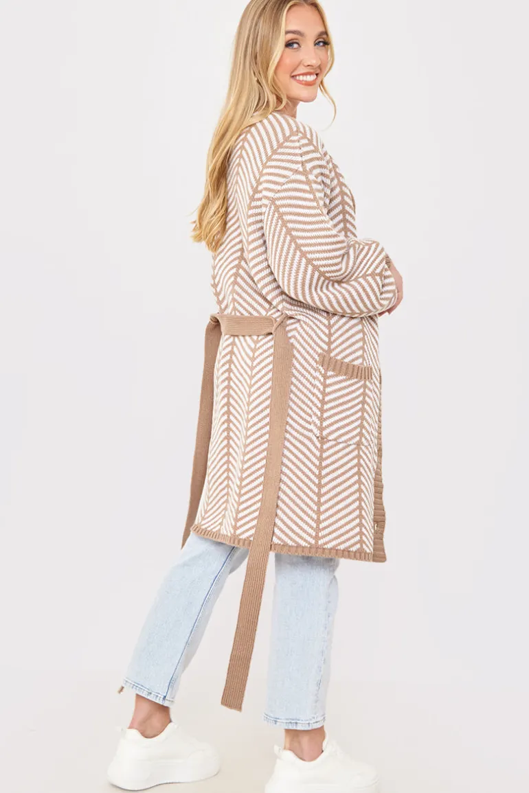 Herringbone Belted Cardigan