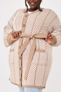 Herringbone Belted Cardigan