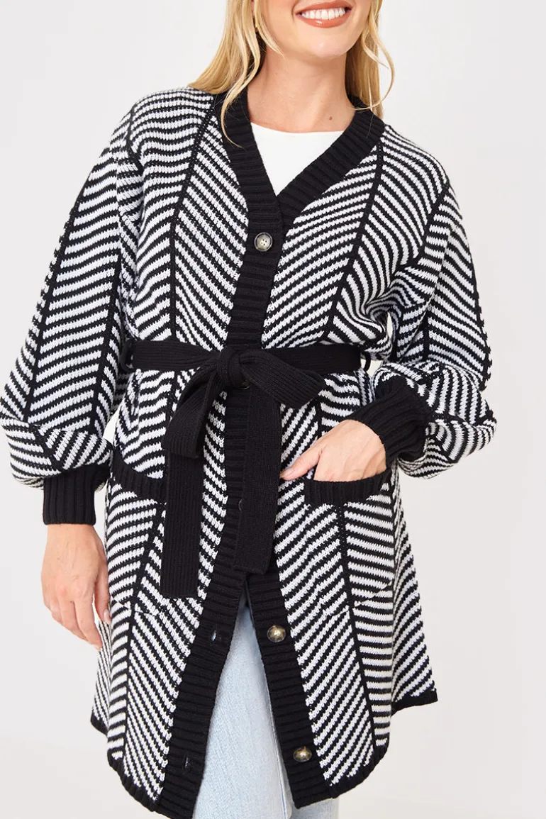 Herringbone Belted Cardigan