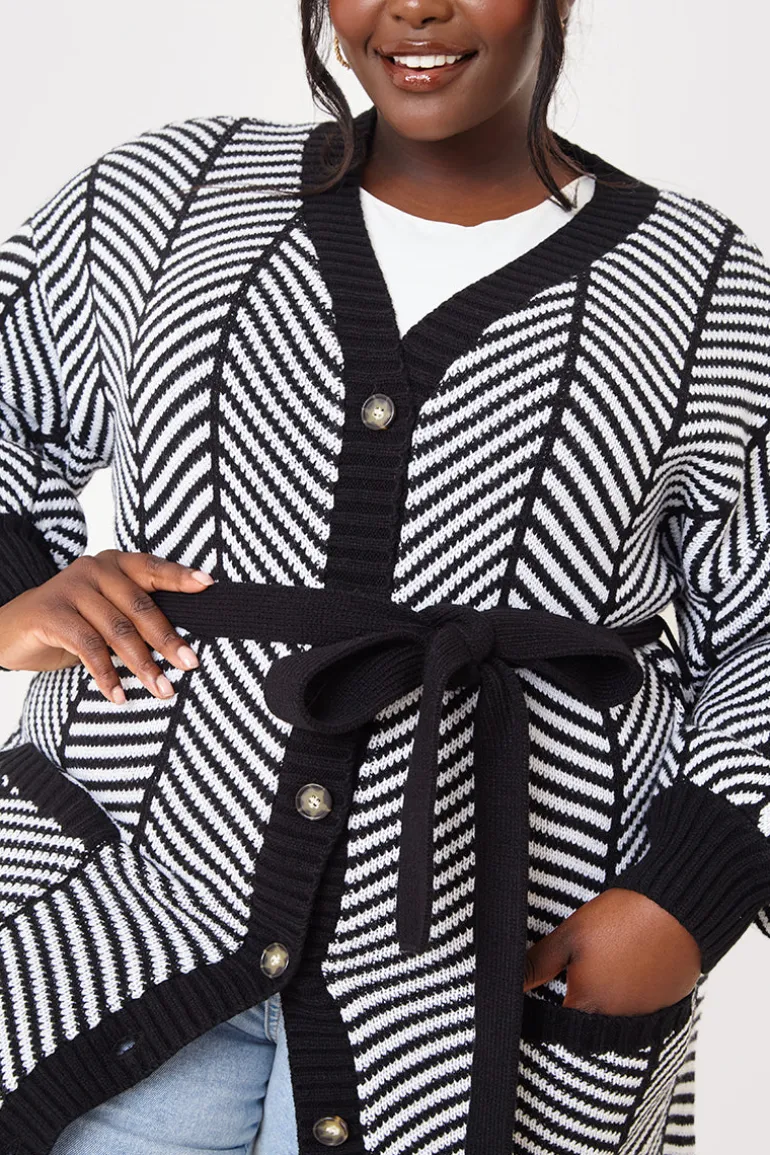 Herringbone Belted Cardigan