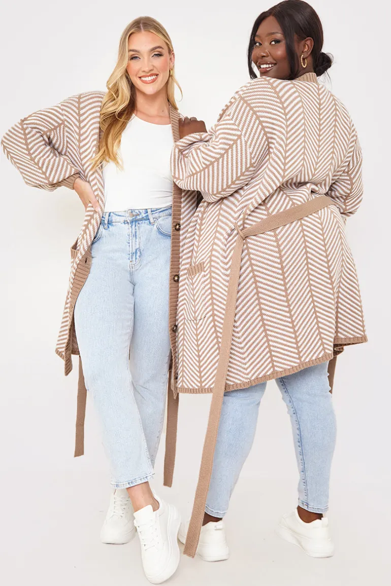Herringbone Belted Cardigan