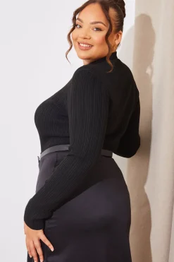 High Neck Variegated Rib Knit Bodysuit