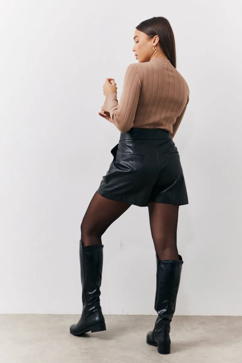 High Neck Variegated Rib Knit Bodysuit