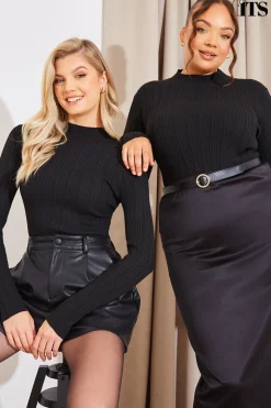 High Neck Variegated Rib Knit Bodysuit